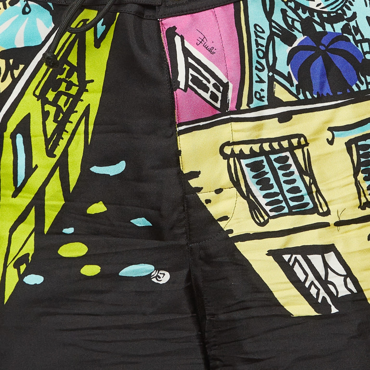 Pre-Owned Emilio Pucci Women's Printed Silk Mid-Rise Shorts, 7" Inseam