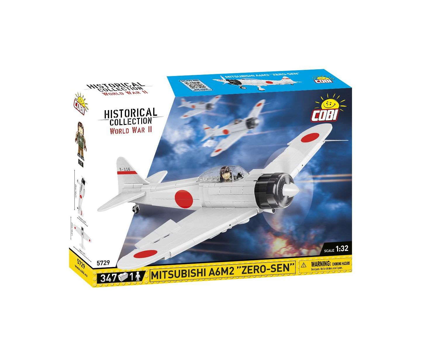 Детский конструктор COBI Historical Collection World War II Mitsubishi A6M2 "Zero-Sen" Plane 347-Piece Building Set, Ages 7+ — фото 1