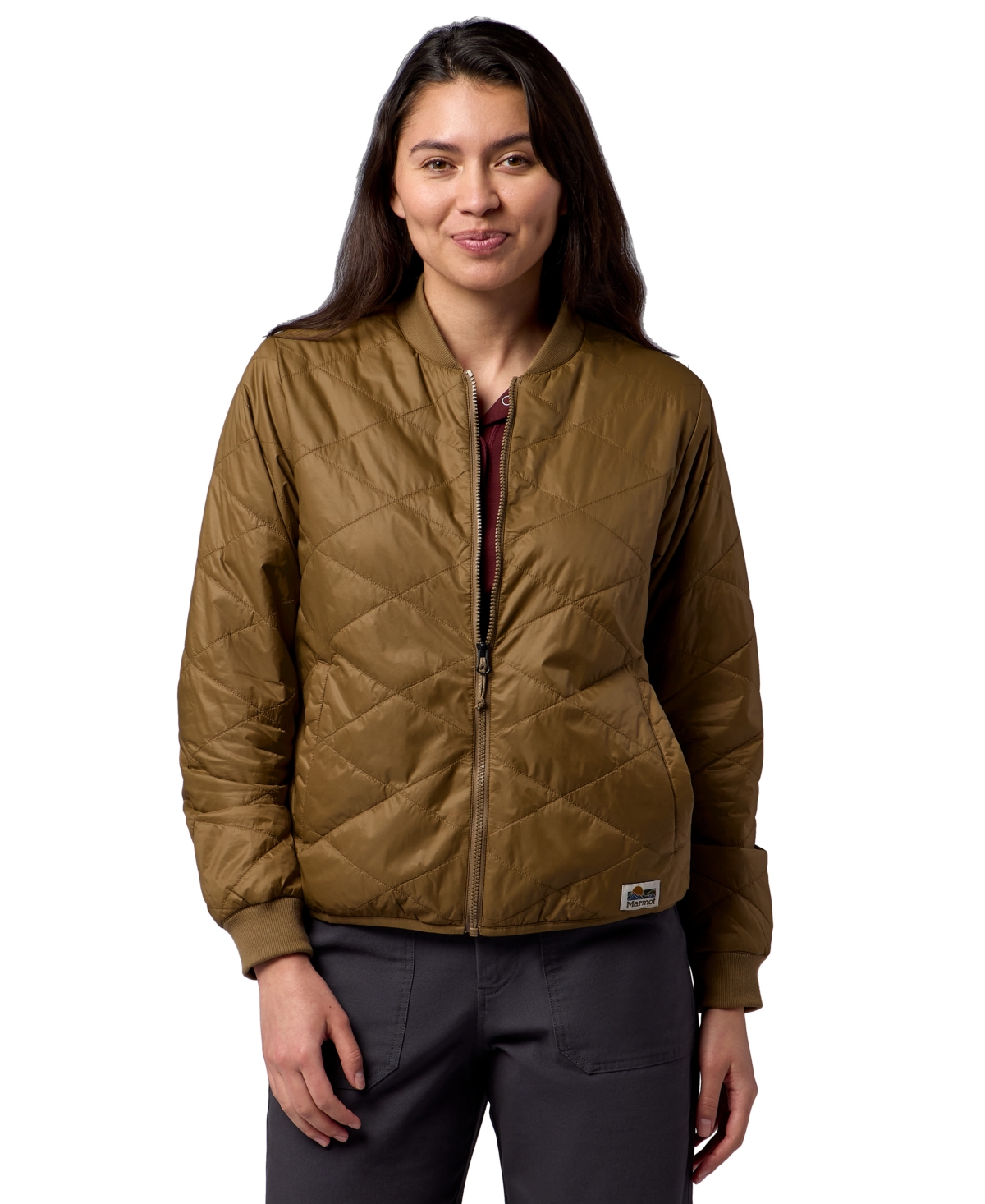 Marmot Women's Onward Lightweight Quilted-insulated Bomber Jacket In Rustic Kha