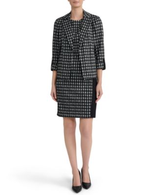 Women's Check-Print Open-Seamed Jacket & Crewneck Sleeveless Sheath Dress