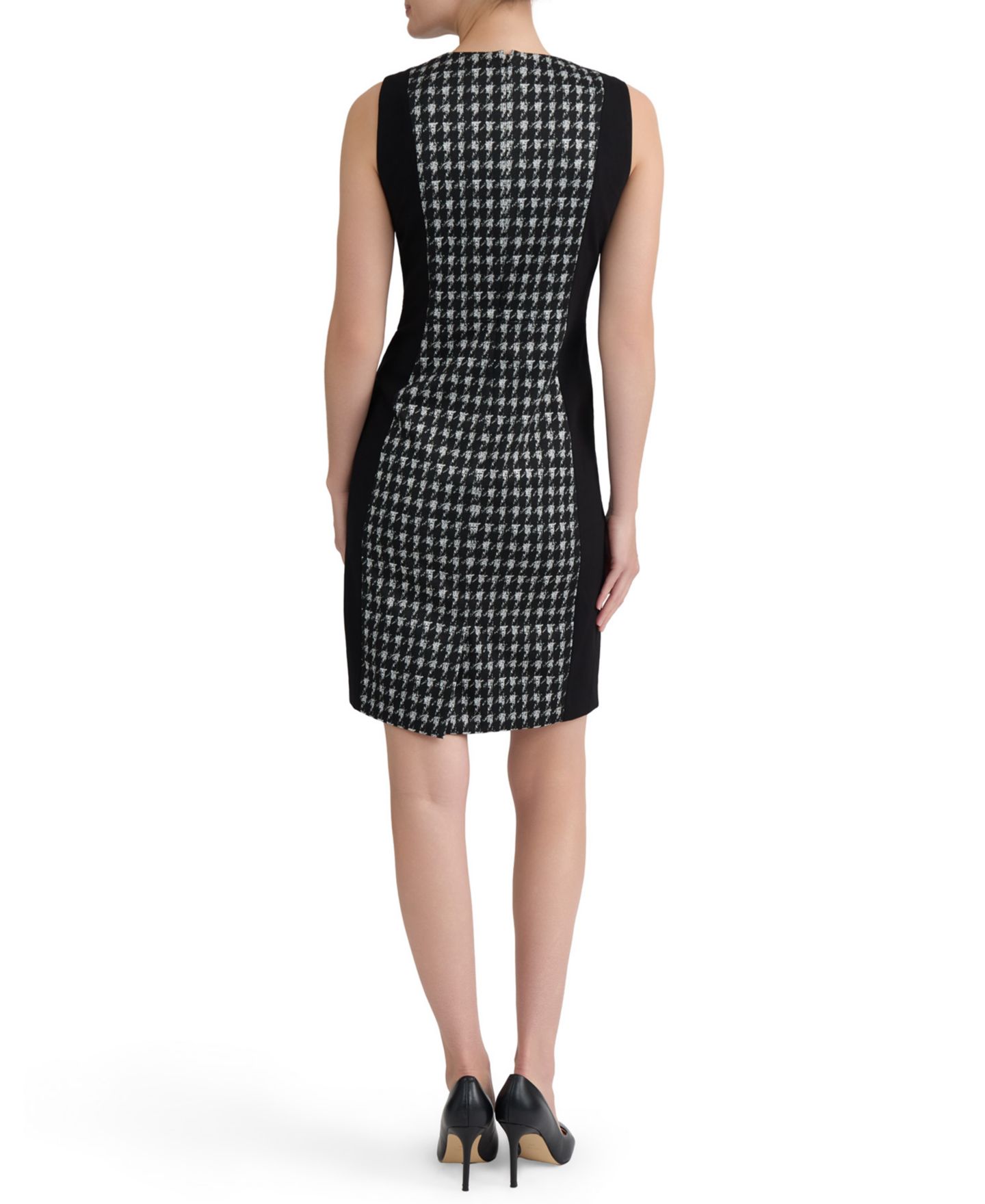 Женское платье Kasper Houndstooth Princess Seam Sheath, цвет: Чёрный разноцветный — фото 8