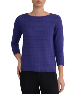 Women's Textured Boat-Neck 3/4-Sleeve Sweater