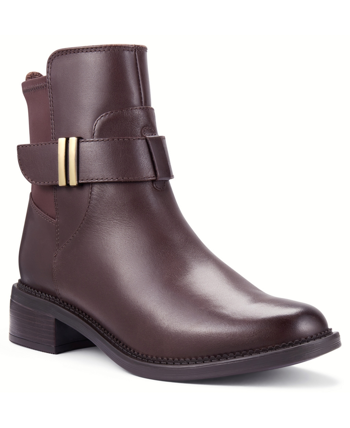 Clarks Collection Women's Maye Beth Round Toe Booties - Dark Brown Leather