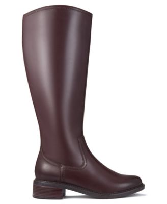 women brown dress boots Women's brown block heel knee high boots
