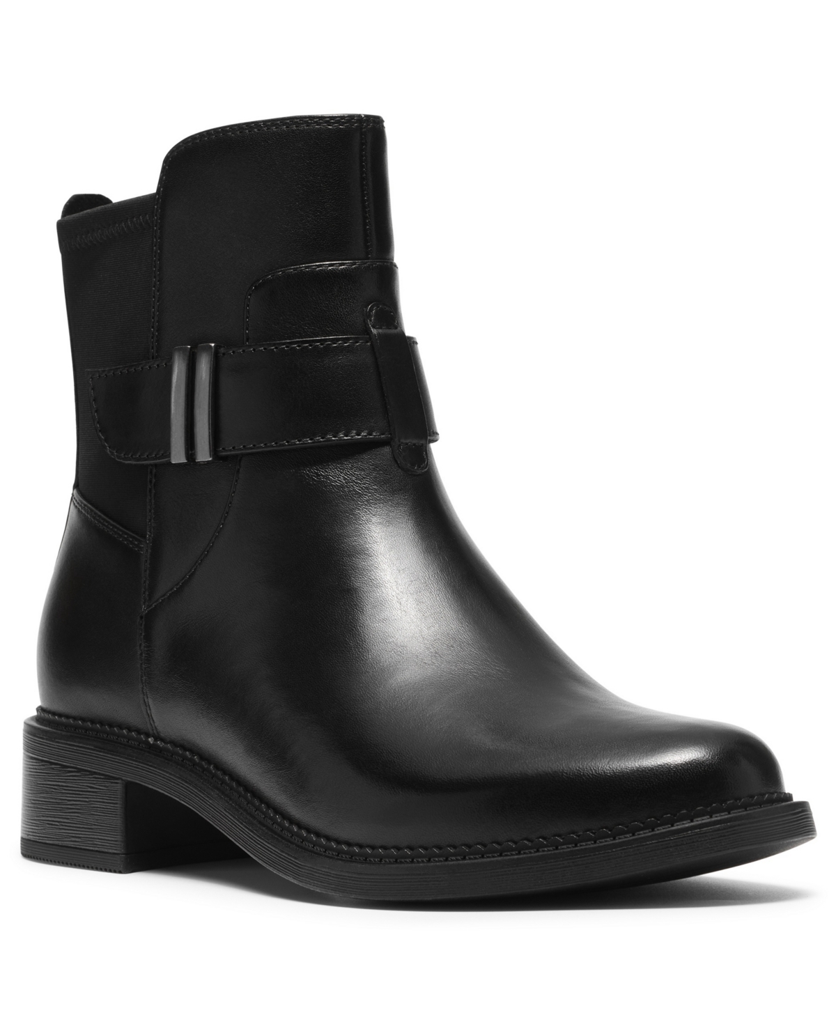 Clarks Collection Women's Maye Beth Round Toe Booties In Black Leather