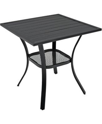 Round Outdoor Dining Table, 48-inch All-Weather Patio Table with Adjustable Umbrella Hole