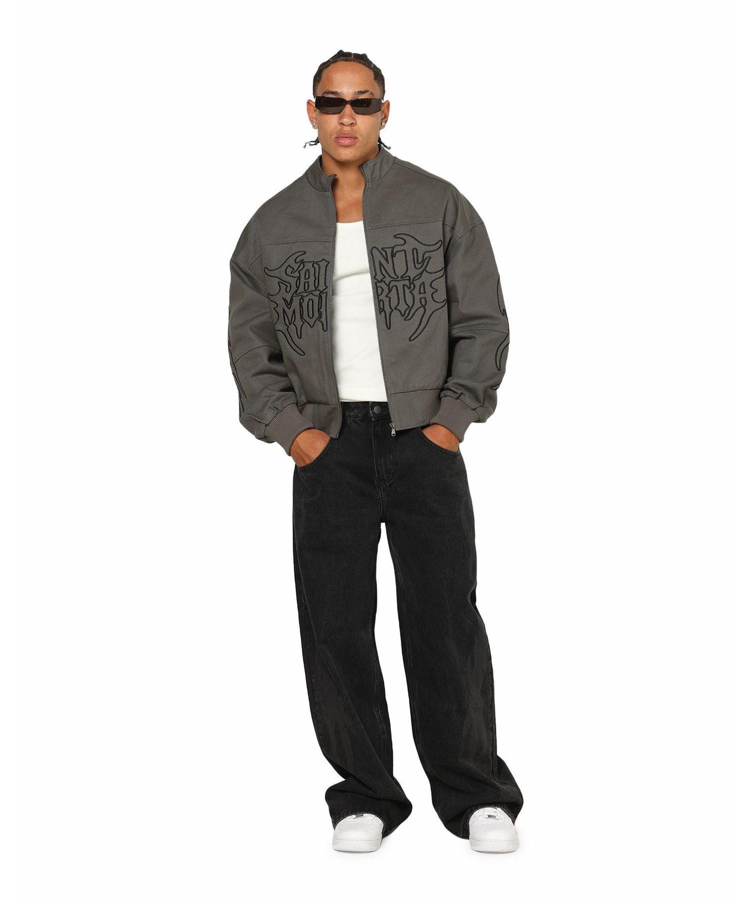 Men's Crested Wing Embroidered-Graphics Cotton Bomber Jacket