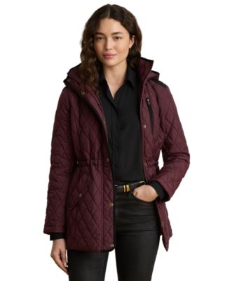 Petite Hooded Utility Quilted Coat