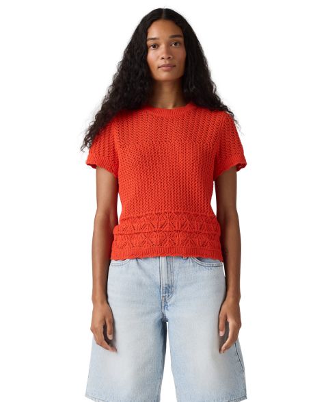 Женский свитер Levi's Isabelle Crochet Short-Sleeve, цвет: Красный