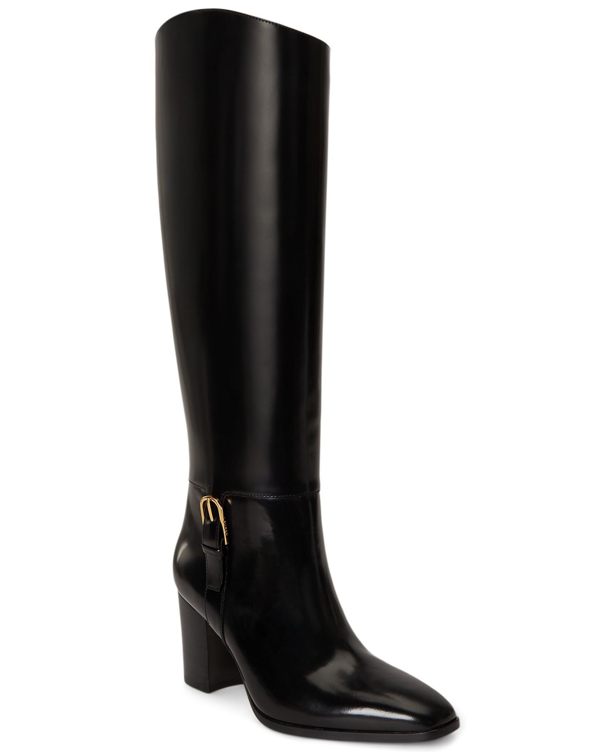 Lauren Ralph Lauren Women's Raelynn Square Toe Tall Boots - Black Smooth Leather