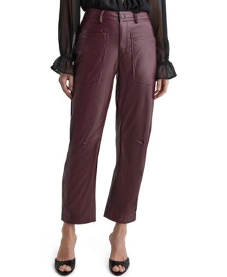 Women's Barrel Faux Leather Pants