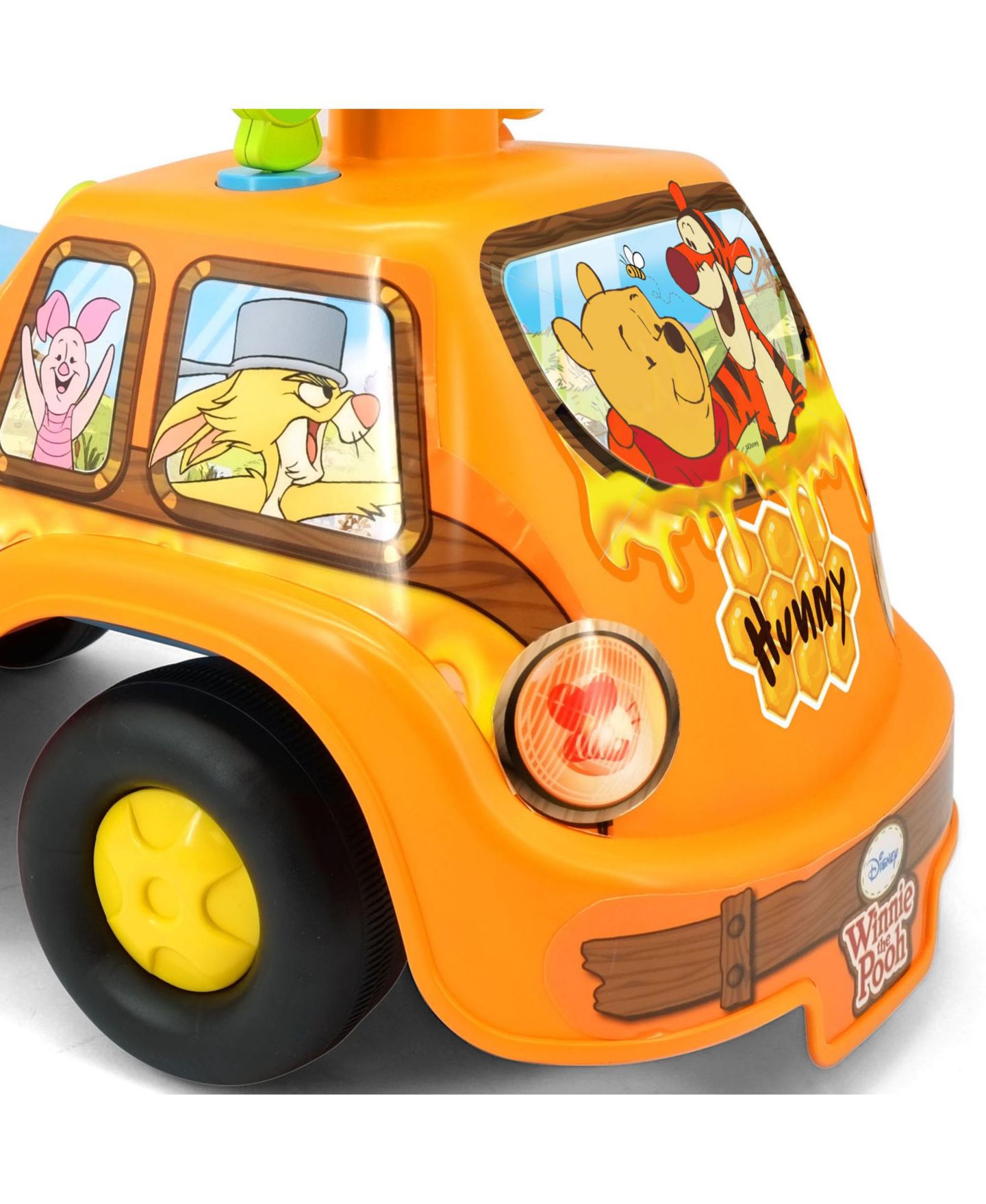 Детская игрушка Kiddieland Pooh Honey Van Lights & Sounds Foot-To-Floor Ride-On, 20.3" x 9.7" x 15.25", Ages 1+ — фото 5