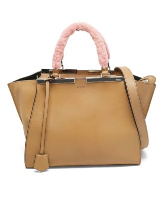 Women's Leather Tote with Shearling Handles