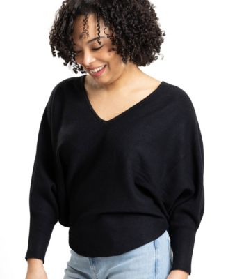 Women's Jennifer V-Neck Dolman-Sleeve Loose-Fit Sweater