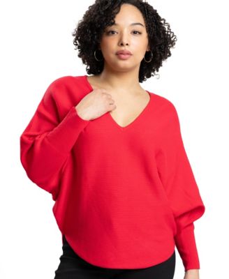 Women's Jennifer V-Neck Dolman-Sleeve Loose-Fit Sweater