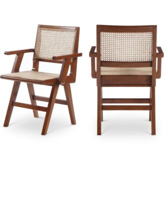 Preston Walnut Wood Dining Arm Chair, Set of 2