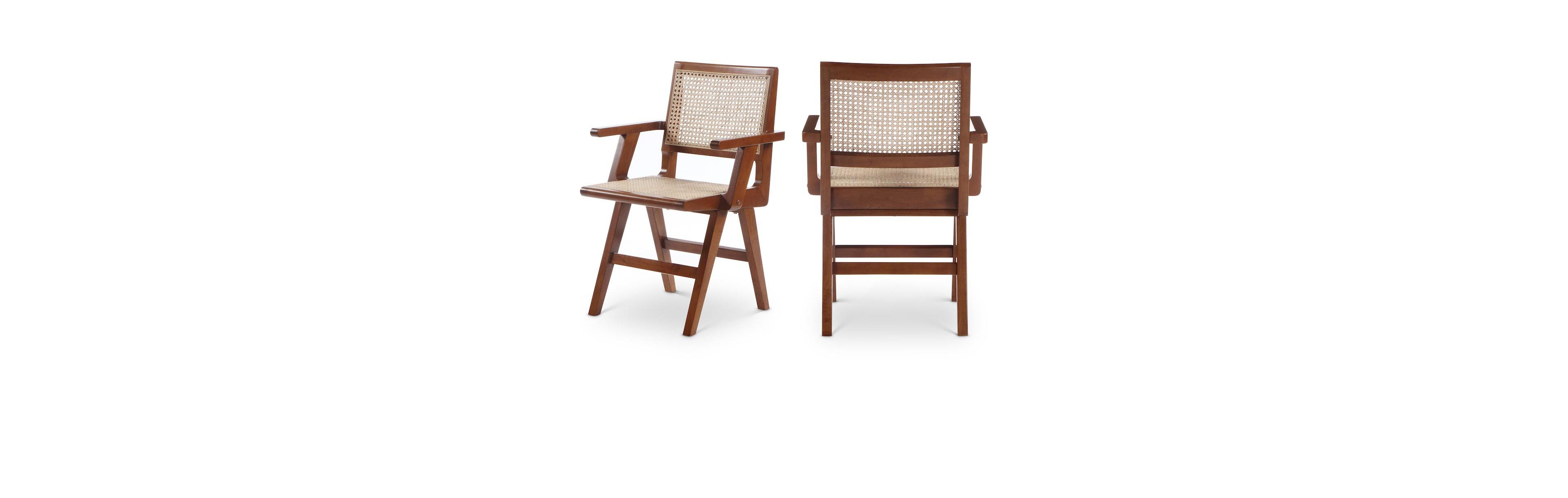 Meridian Furniture Preston Walnut Wood Dining Arm Chair, Set of 2