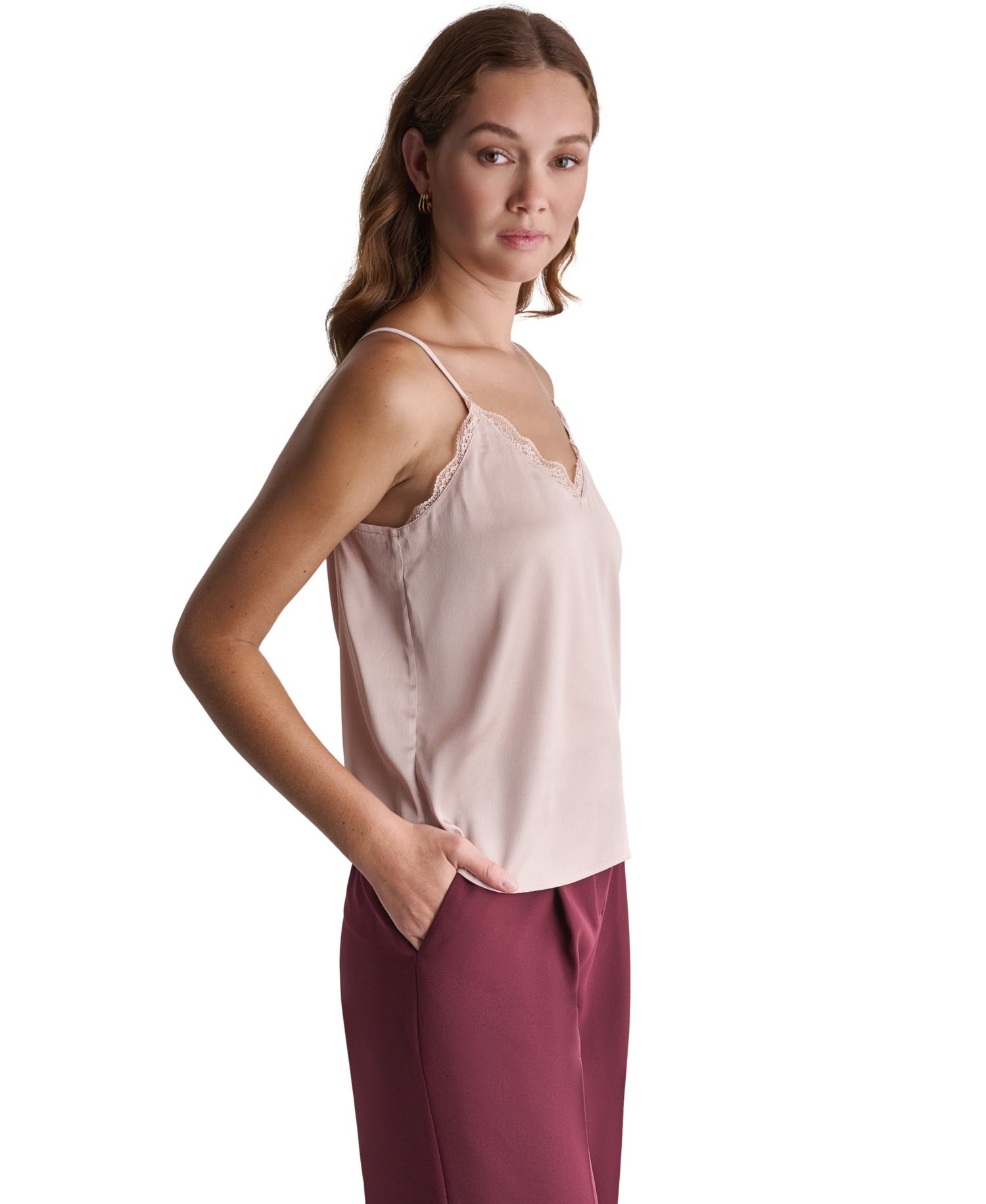 Women's Lace-Trim Strappy V-Neck Camisole