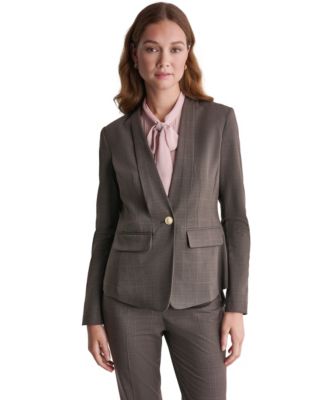 Women's Plaid Shoulder-Padding Blazer