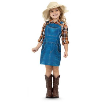 Kids' 4-16 Farmer Costume with Straw Hat, 3-Piece Set