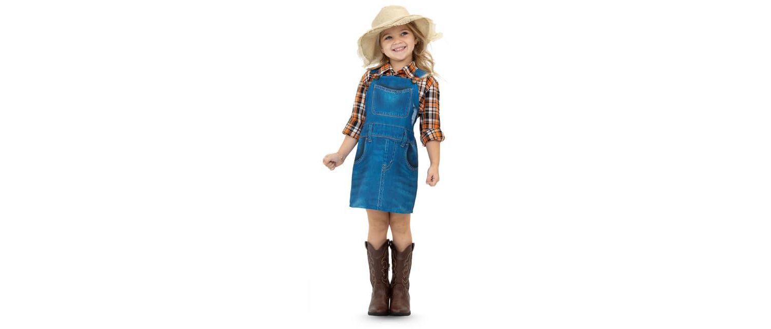Kids' 4-16 Farmer Costume with Straw Hat, 3-Piece Set