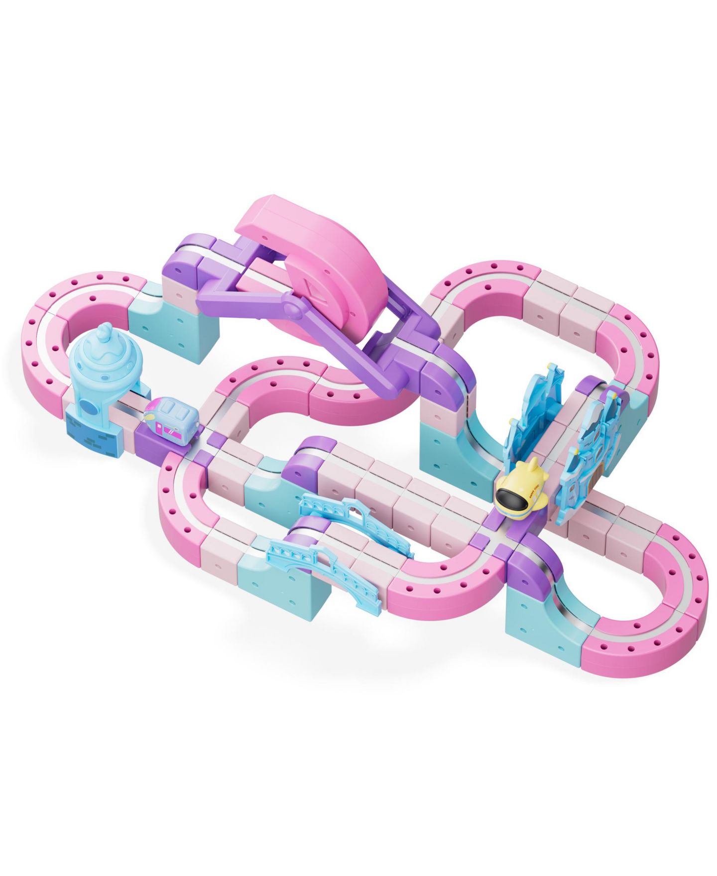 Детский конструктор Contixo MT6 Princess Castle Magnetic Train Track 96-Piece Building Set with Rechargeable Motorized Train, Ages 3+ — фото 4