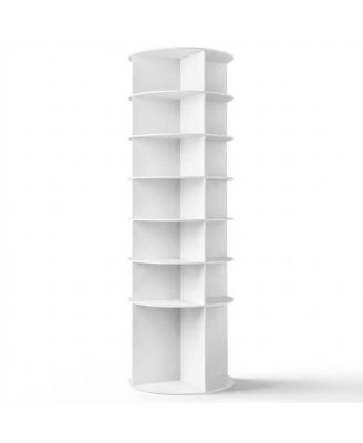 7-Tier Revolving Shoe Storage Rack with Wood-Plastic Composite Frame