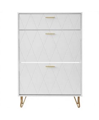 Freestanding Shoe Organizer Cabinet with 3 Flip Drawers for Entryway