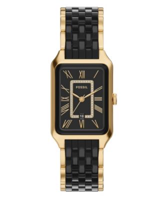 Women's Raquel Three-Hand Date Gold-Tone Stainless Steel and Black Ceramic Watch 26mm