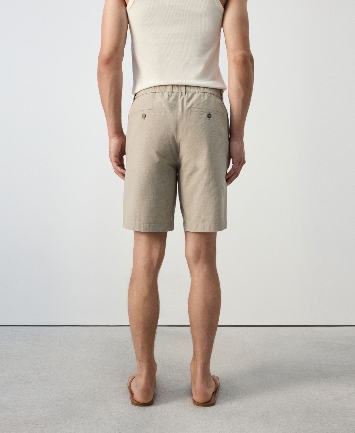 Мужские шорты Mango Slim-Fit Micro-Check Bermuda 8.54" InseamShorts, цвет: Бежевый — фото 7