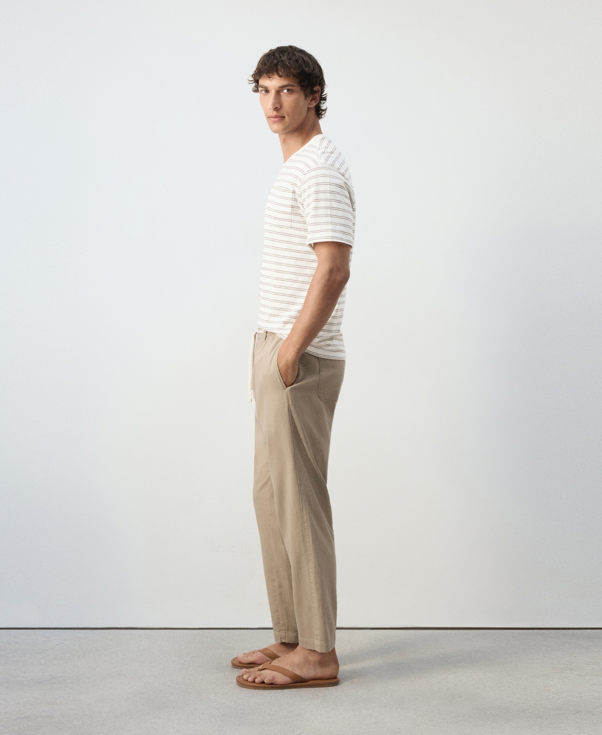 Mango Men's New Now Relaxed-Fit Cotton-Linen Blend Trousers