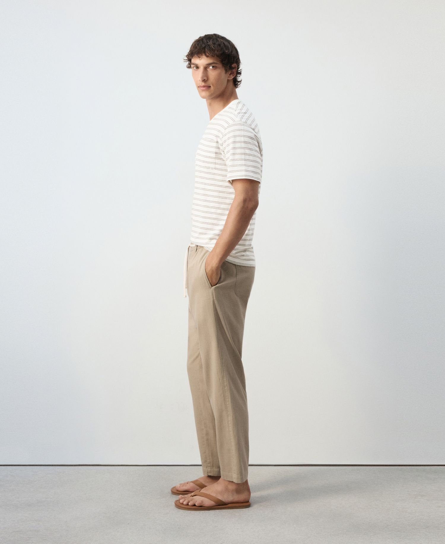 Men's New Now Relaxed-Fit Cotton-Linen Blend Trousers