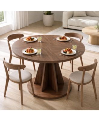 47.2 Inch Round Dining Table For 4 Persons, Round Kitchen Table, 1.18 Inch Thick Tabletop, Modern Styling Table For Kitchen