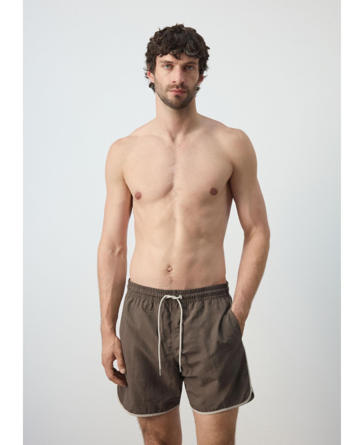 Плавки Inseam для мужчин — MANGO, цвет: Коричневый — фото 8