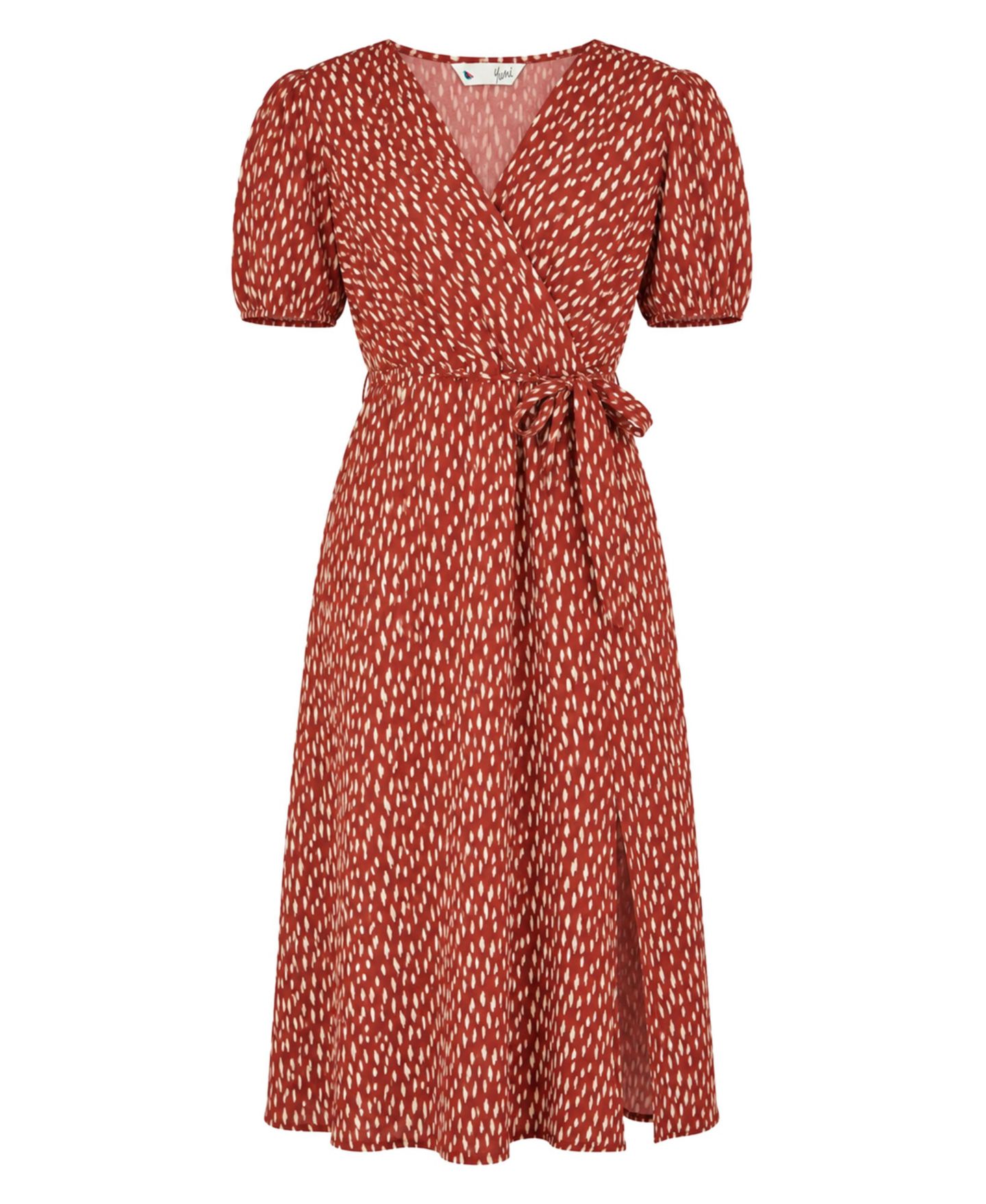 Женское платье Yumi Spot Wrap Midi, цвет: Коричневый — фото 5