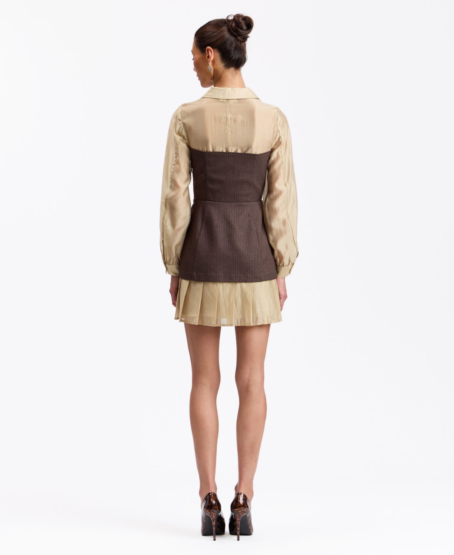 Women's Long Sleeve Twofer Vest Dress