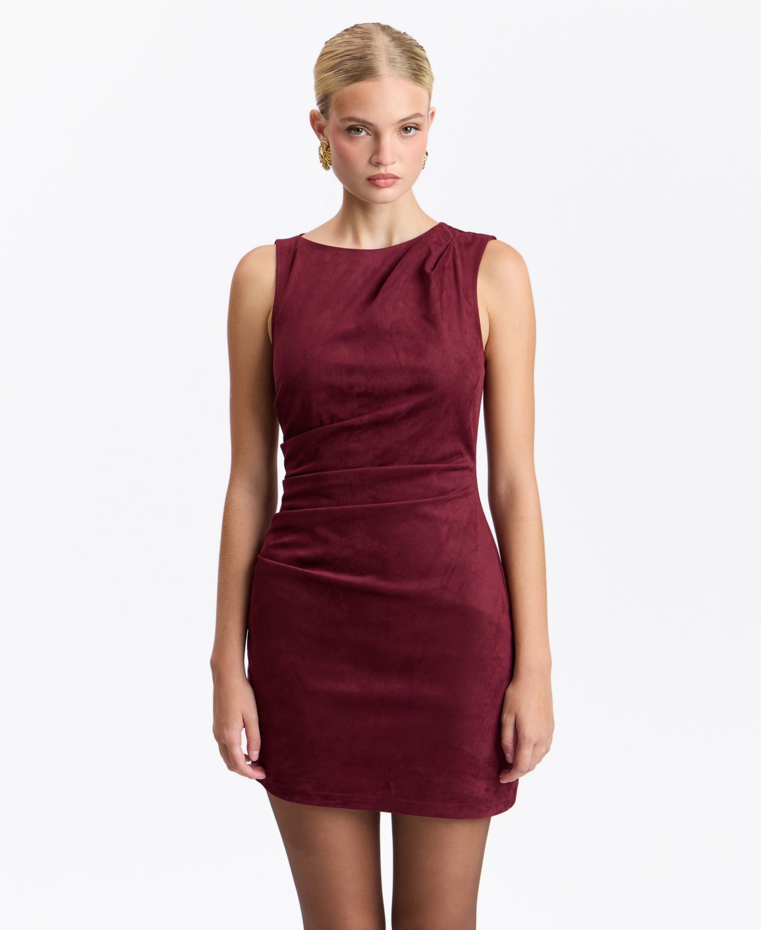 Women's One-Shoulder Asymmetric Faux Suede Mini Dress