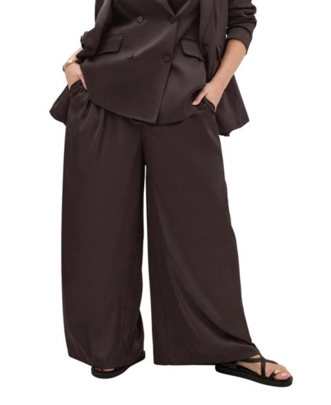 Женские брюки CITY CHIC Rylie Satin Palazzo Pant, цвет: Шоколадный