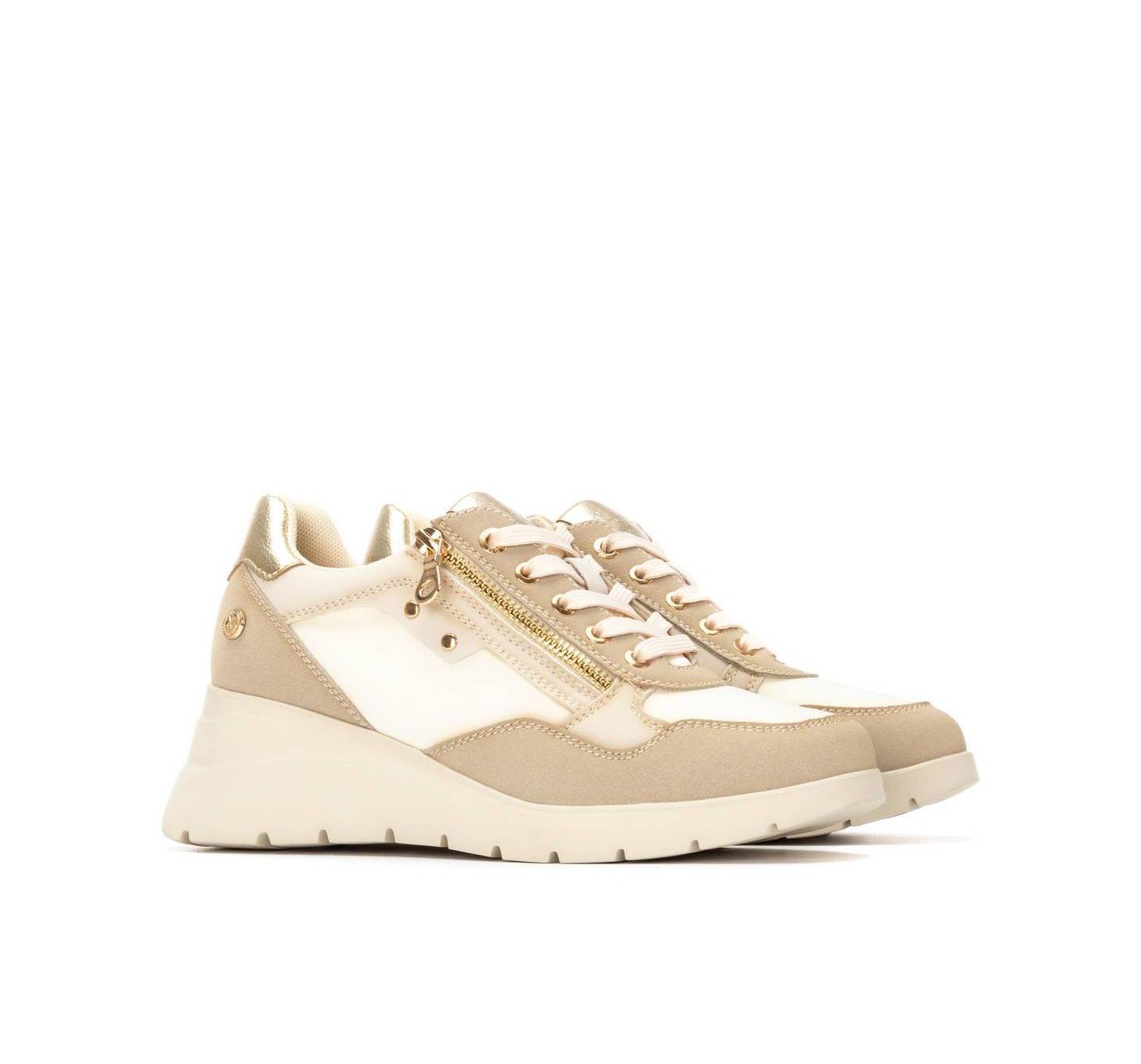 Женские кроссовки XTI Casual Wedge Lace Up, цвет: Бежевый — фото 2