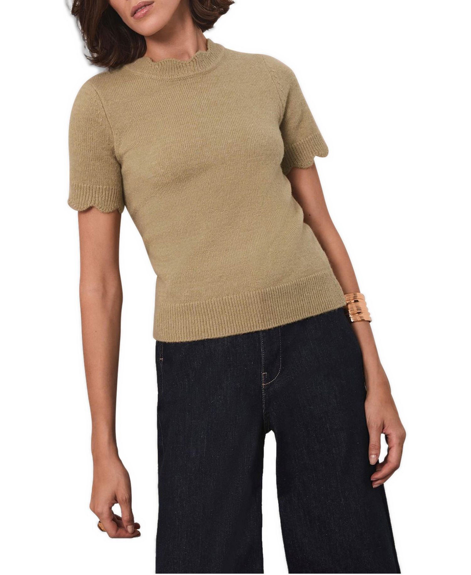 Women's Scallop Trim Knit Top