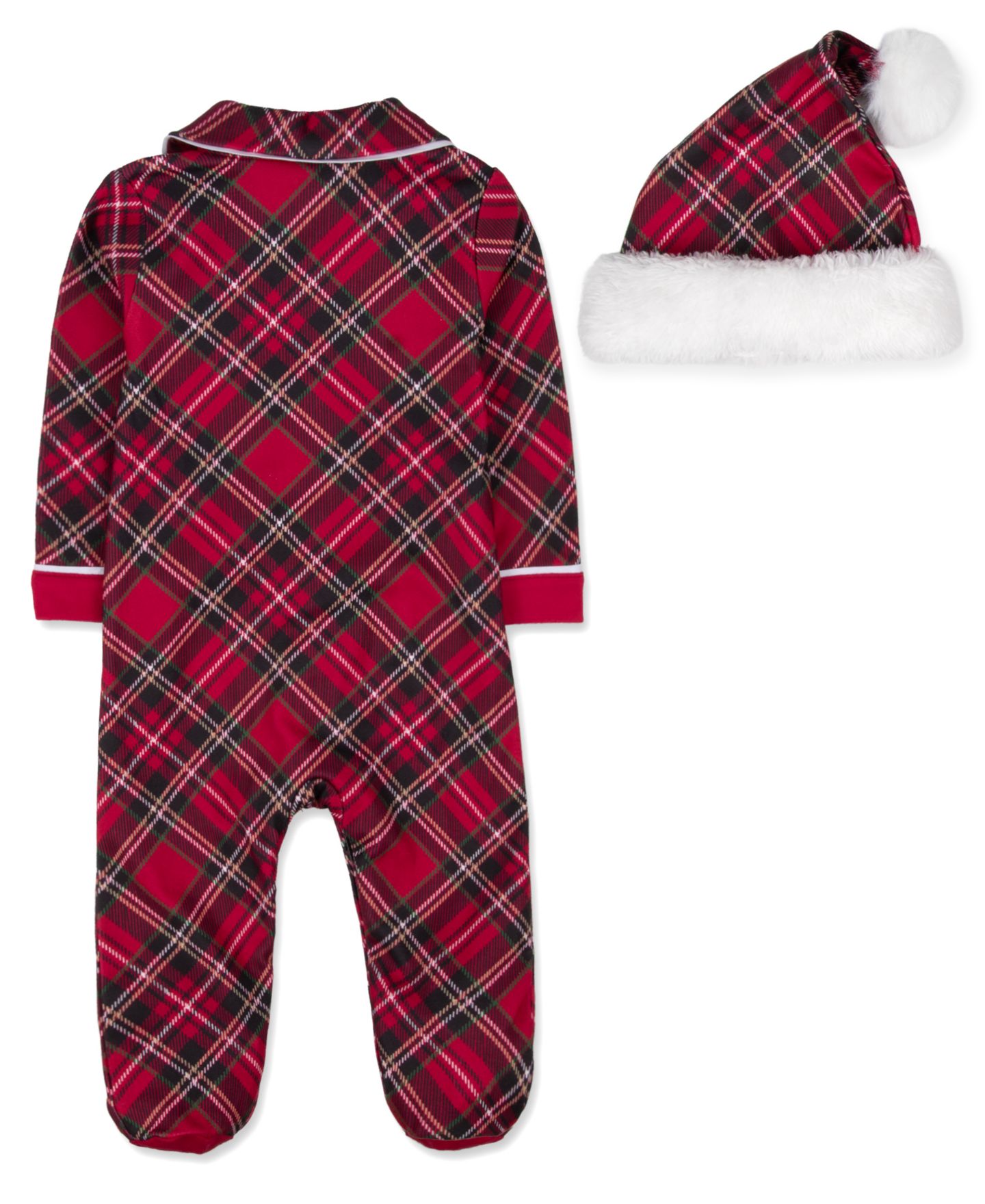 Комплекты Baby Essentials My First Christmas Plaid Footie and Santa Hat, 2-Piece Set для малышей, цвет: Красный — фото 2