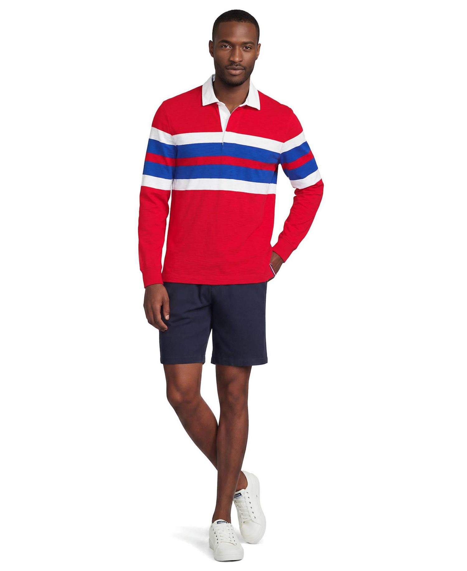 Men's Long Sleeve Lightweight Slub Rugby Polo