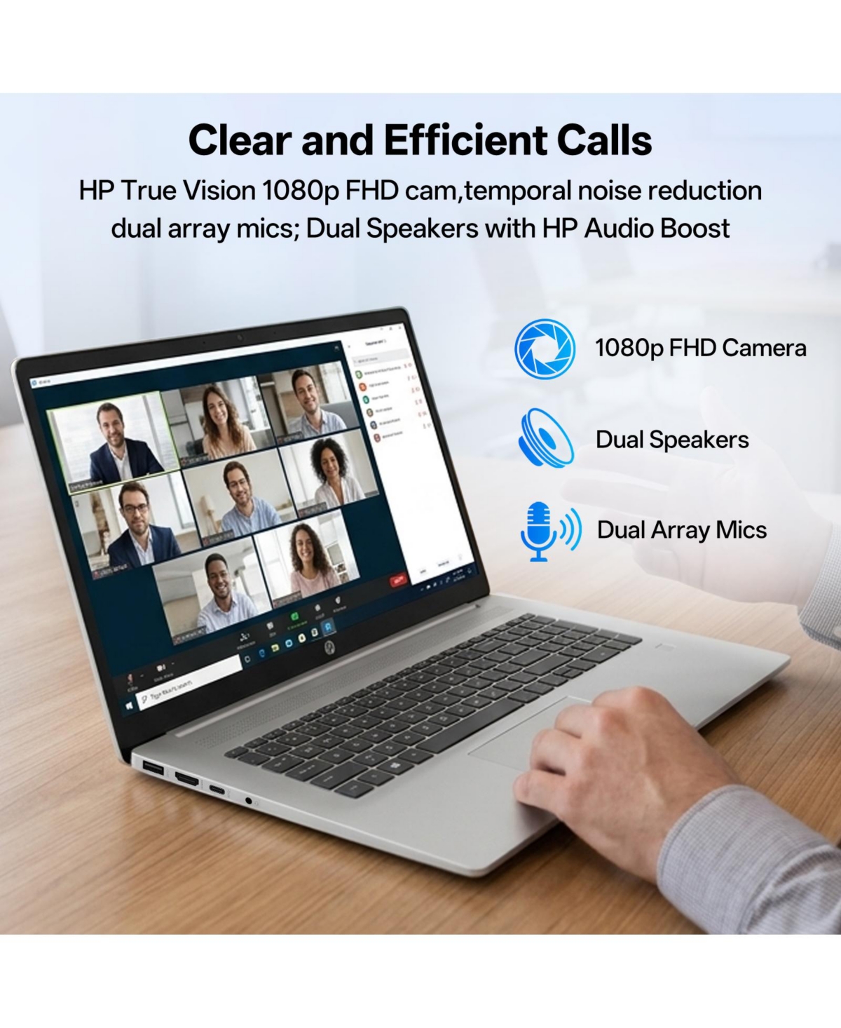 Hp 17.3" Touchscreen Business Ai Laptop, Intel Core 5 120U, Intel Graphics, 32GB DDR4, 1TB Ssd, Wi-Fi 6, Win11 Pro, Silver