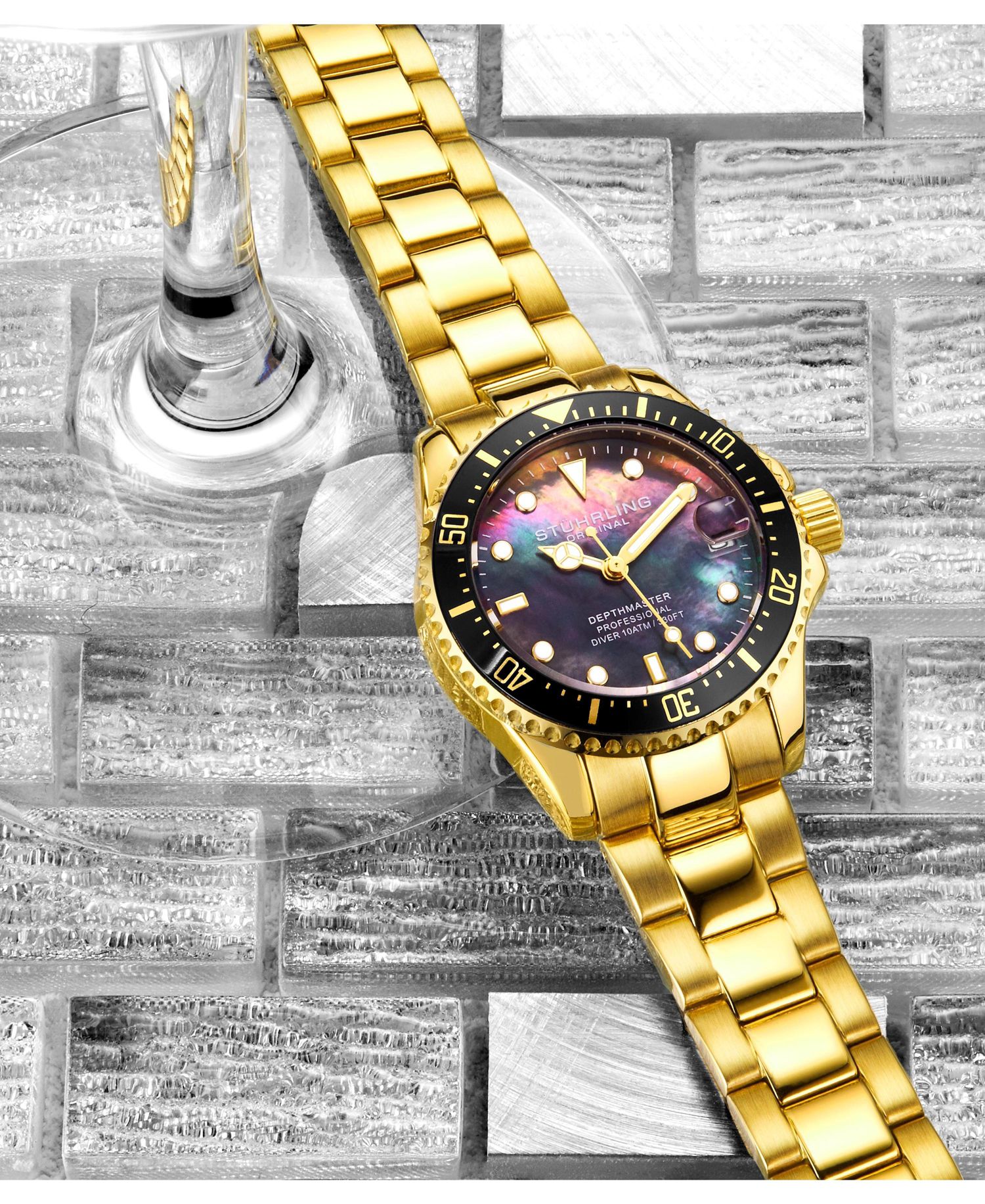 Women's Diver, Silver-tone Bracelet, Pink MOP Dial Watch