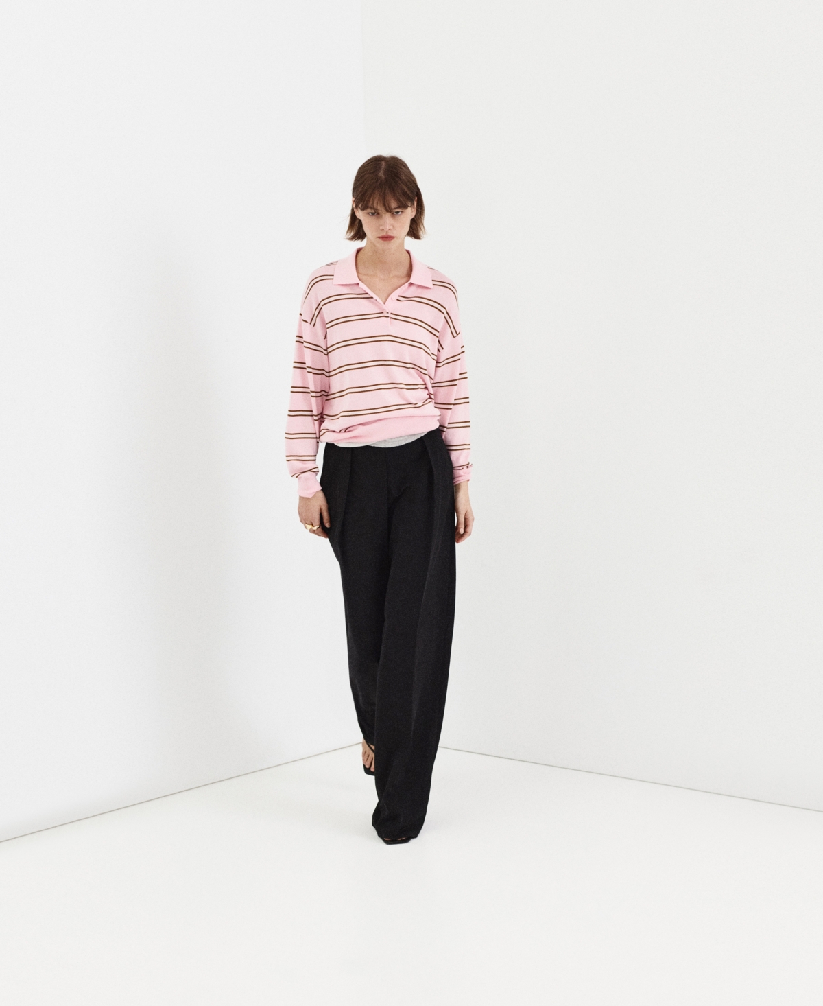 Mango Women's Striped Polo-Neck Sweater
