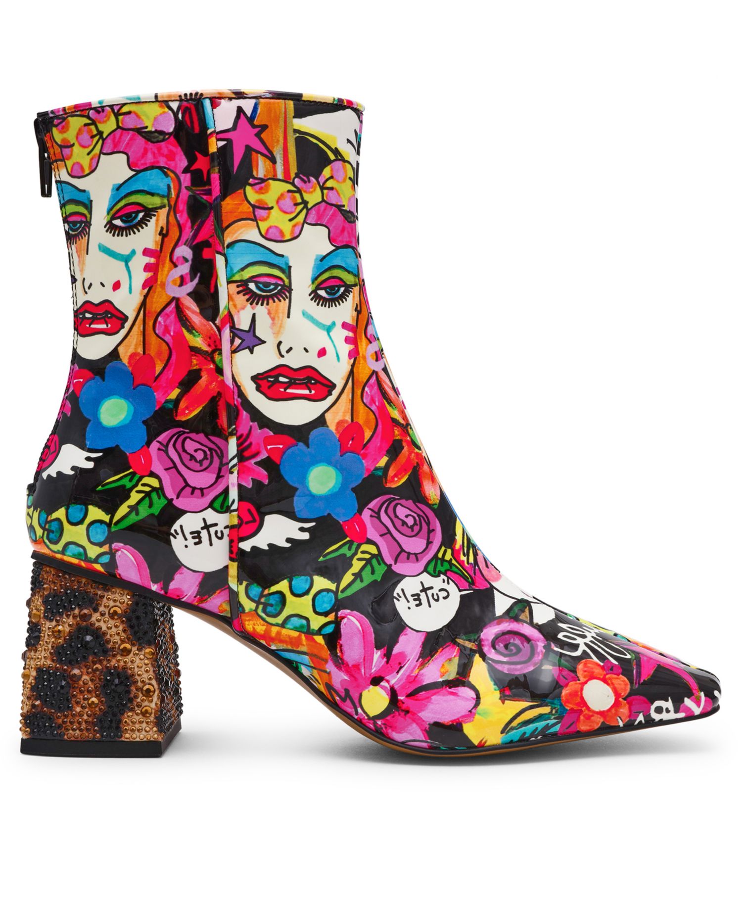 Women's Randel Pointed Toe Sequin-Embellished Block Heel Booties