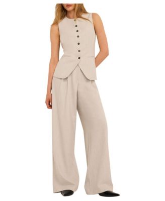 Women's Tailored Crewneck Button-Front Vest