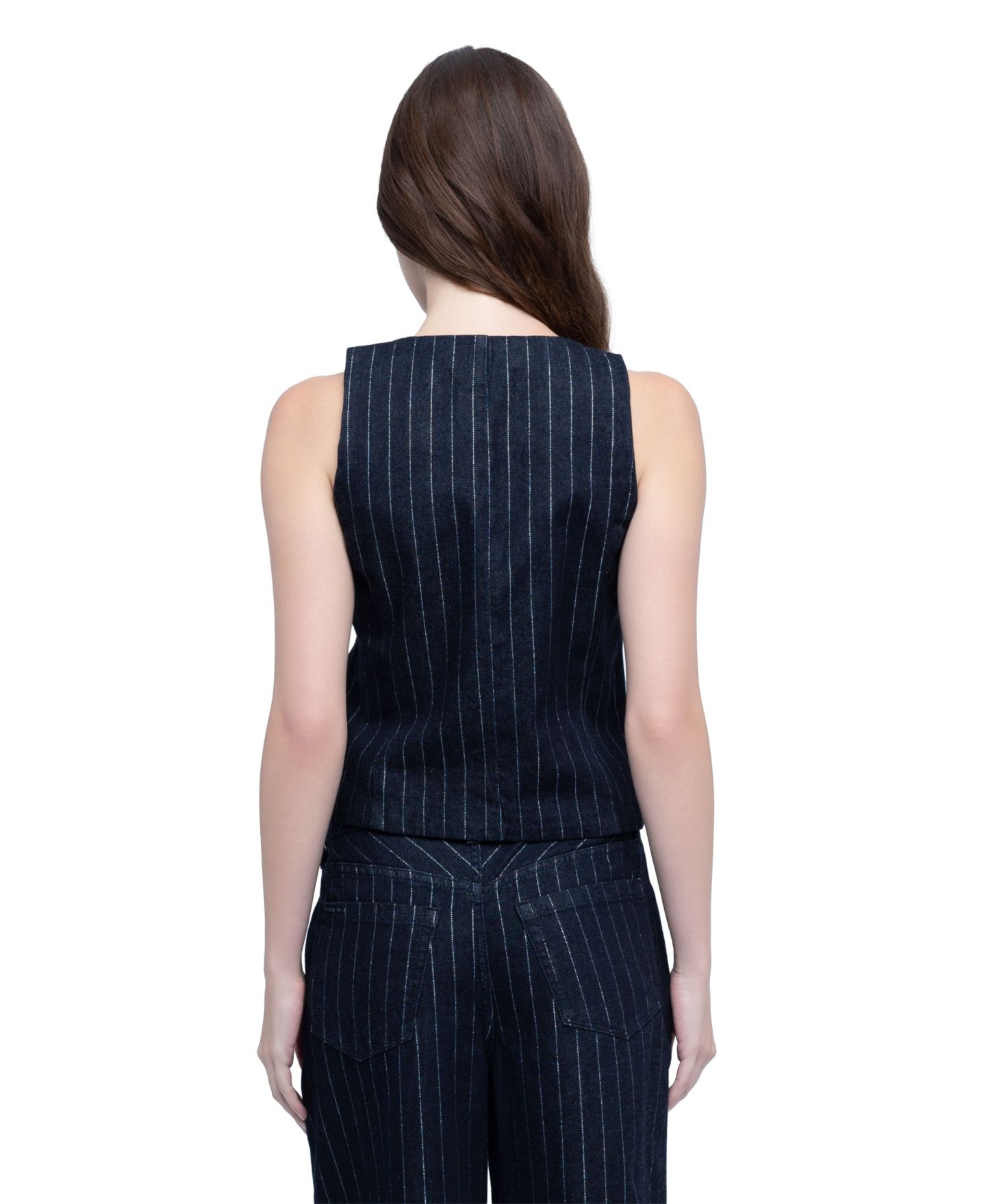 Женский жилет Blank NYC Pinstripe Crewneck Denim, цвет: Steal The — фото 4