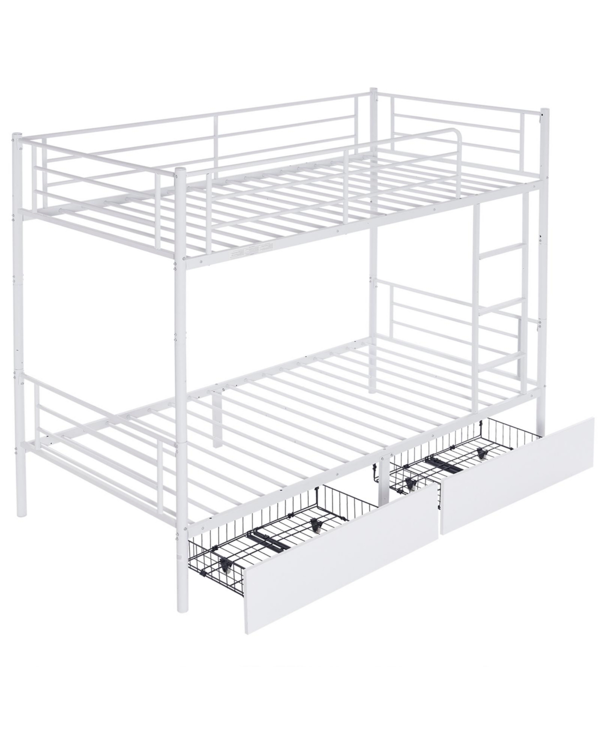 Slickblue Twin Over Twin Metal Bunk Bed with 2 Storage Drawers