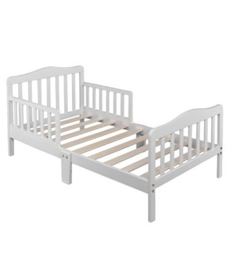 Wooden Toddler Bed with Safety Guardrails for Kids Bedroom
